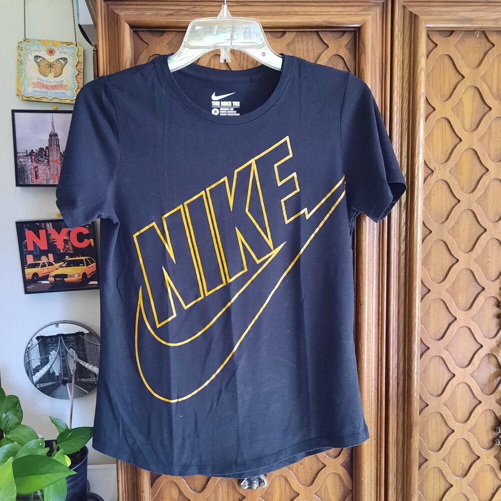Nike Retro Goldfoil Cotton Tee Style #715321-010 - Charcoal Black, Size M